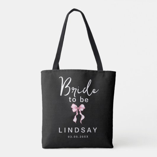Pink Bow BRIDE TO BE Bachelorette Party  トートバッグ (裏面)