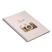 Pink Bow Brown Camera Smile ノートブック (右側)