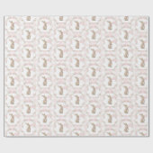 Pink Bow Bunny Rabbit Gingham Girl Birthday ラッピングペーパー (フラット)