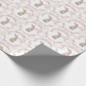 Pink Bow Bunny Rabbit Gingham Girl Birthday ラッピングペーパー (角)
