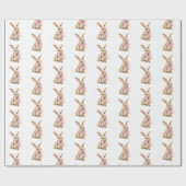 Pink Bow Bunny Rabbits Birthday   ラッピングペーパー (フラット)