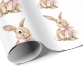 Pink Bow Bunny Rabbits Birthday   ラッピングペーパー (ロールコーナー)
