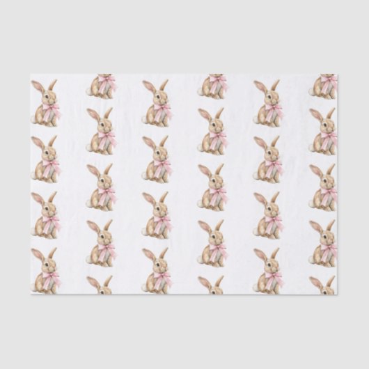 Pink Bow Bunny Rabbits Birthday   薄葉紙 (正面)