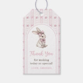 Pink Bow Bunny Vintage Rabbit 1st Birthday ギフトタグ (正面)