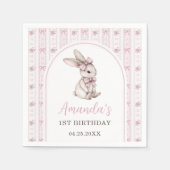Pink Bow Bunny Vintage Rabbit 1st Birthday スタンダードカクテルナプキン (正面)