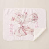Pink Bow Butterflies シェルパブランケット (正面(横))