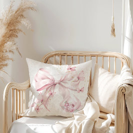 Pink Bow Butterflies Photo クッション