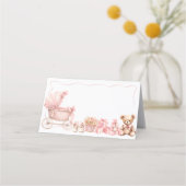 Pink Bow Carriage Baby Shower Appointment Card 予約カード (正面)