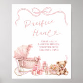 Pink Bow Carriage Baby Shower Pacifier Hunt Poster ポスター (正面)