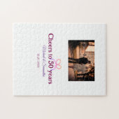 Pink bow cheers to 50 years anniversary wedding ジグソーパズル (横)