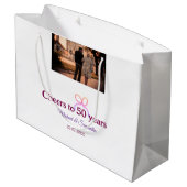 Pink bow cheers to 50 years anniversary wedding  ラージペーパーバッグ (裏面アングル)