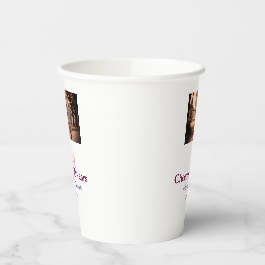 Pink bow cheers to 50 years anniversary wedding  紙コップ (左)