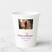 Pink bow cheers to 50 years anniversary wedding  紙コップ (正面)
