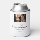 Pink bow cheers to 50 years anniversary wedding  缶クーラー (缶正面)