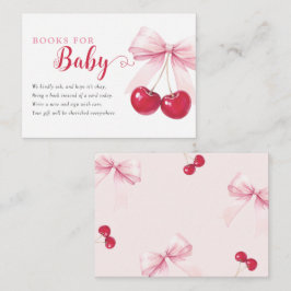Pink Bow Cherries Books for Baby Card エンクロージャーカード