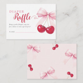 Pink Bow Cherries Diaper Raffle Card エンクロージャーカード
