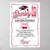 Pink Bow Cherries Graduation Shirley Drink Bar ポスター (正面)