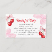 Pink Bow Cherry Baby Shower Books for Baby エンクロージャーカード (正面)