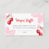 Pink Bow Cherry Baby Shower Diaper Raffle エンクロージャーカード (正面)
