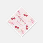 Pink Bow Cherry Baby Shower Napkins スタンダードカクテルナプキン (角)