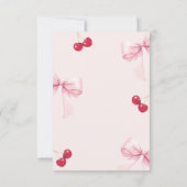 Pink Bow Cherry Baby Shower Thank You Card サンキューカード (裏面)