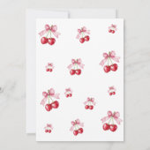 Pink bow cherry girl birthday 招待状 (裏面)