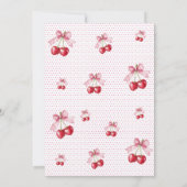 Pink bow cherry ribbon girl birthday Party 招待状 (裏面)