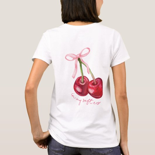 Pink bow cherry soft girl  tシャツ (裏面)