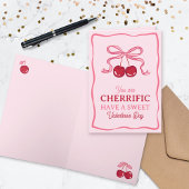 Pink Bow Cherry You Are Cherrific Valentine's Day カード