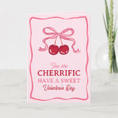 Pink Bow Cherry You Are Cherrific Valentine's Day カード (正面)