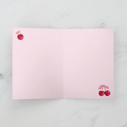 Pink Bow Cherry You Are Cherrific Valentine's Day カード (内部)