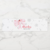 Pink Bow Christmas Baby Shower ペットボトルラベル (シングルラベル)