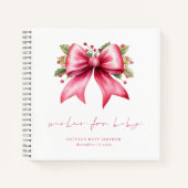 PInk Bow Christmas Baby Shower Wishes Guest Book ノートブック (正面)
