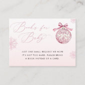 Pink Bow Christmas Ball Winter Girl Books for Baby エンクロージャーカード (正面)