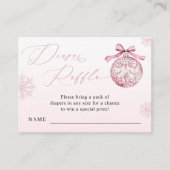 Pink Bow Christmas Ball Winter Girl Diaper Raffle エンクロージャーカード (正面)