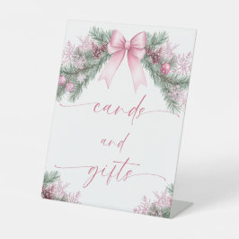 Pink Bow Christmas Cards and Gifts 台座サイン