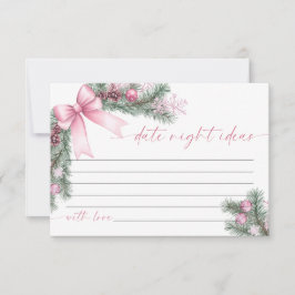Pink Bow Christmas Date Night Ideas Card 出欠カード