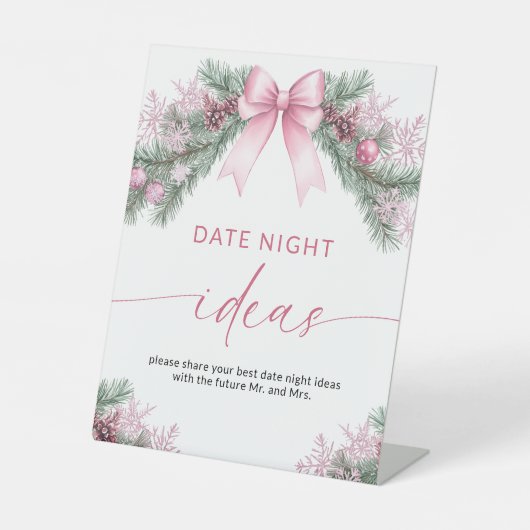 Pink Bow Christmas Date Night Ideas sign 台座サイン (正面)