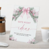 Pink Bow Christmas Date Night Ideas sign 台座サイン (インサイチュ)