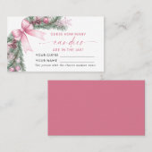 Pink Bow Christmas How Many Candies Game Card プレイスカード (正面/裏面)