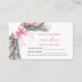 Pink Bow Christmas How Many Candies Game Card プレイスカード