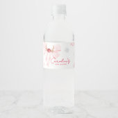 Pink Bow Christmas Snowflakes Baby Shower ペットボトルラベル (正面)