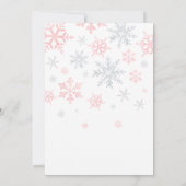 Pink Bow Christmas Snowflakes Baby Shower 招待状 (裏面)