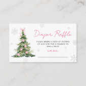Pink Bow Christmas Tree Diaper Raffle Baby Shower エンクロージャーカード (正面)