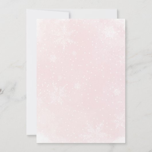 Pink Bow Christmas Tree Oh What Fun Baby Shower 招待状 (裏面)