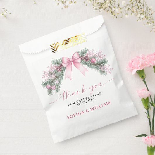 Pink Bow Christmas Wedding フェイバーバッグ (封をした状態)