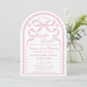 Pink Bow Cielito Lindo Girl Baptism & 1st Birthday 招待状 (スタンド正面)