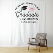 Pink Bow Class Of 2026 Graduation Backdrop タペストリー (インサイチュ)