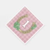 Pink Bow Clover Lucky One Girl 1st Birthday スタンダードランチョンナプキン (角)