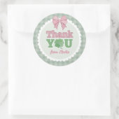 Pink Bow Clover Lucky One Thank You ラウンドシール (バッグ)